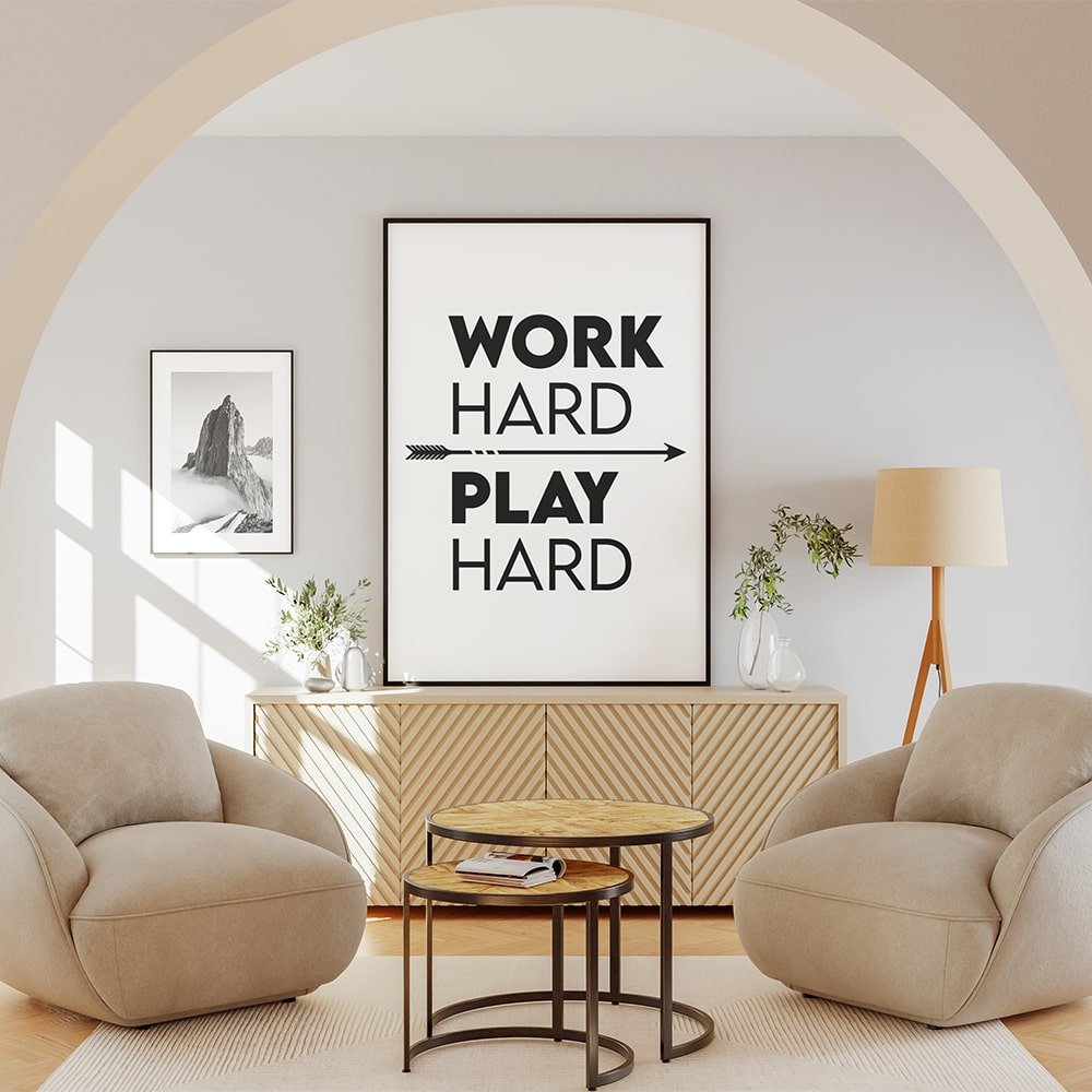 Work Hard, Play Hard – Motivational Office Wall Art