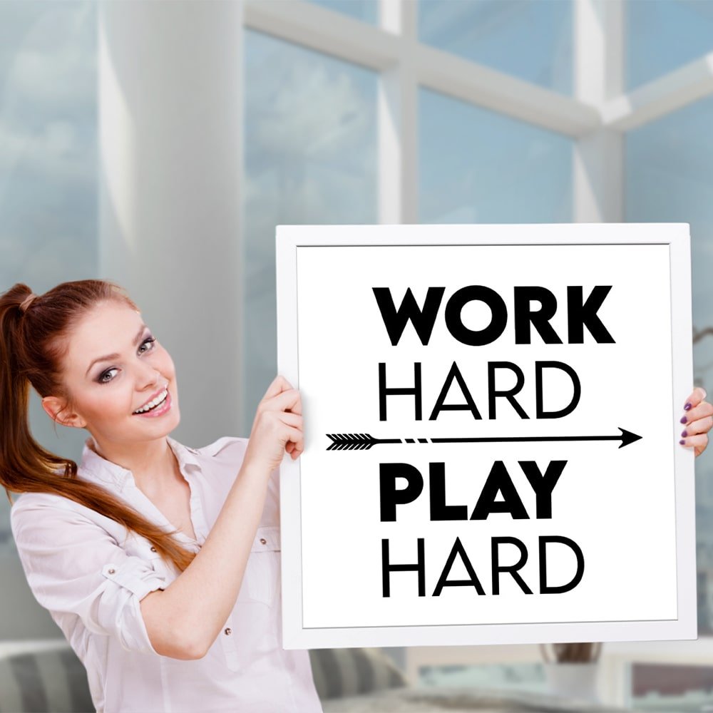 Work Hard, Play Hard – Motivational Office Wall Art